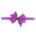 Handmade purple grosgrain ribbon bow headband with elastic soft band for baby girls - Purple