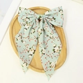 Fermaglio per capelli a fiocco floreale verde chiaro con nastri in stile dolce e chic - Fiori Verdi