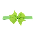 Neon green grosgrain ribbon bow headband for girls with elastic band feature - Grass Green