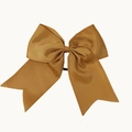 Ginger yellow swallowtail grosgrain bow hair tie with premium ribbed ribbon texture - Khaki