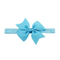 Sky blue grosgrain ribbon bow headband for babies and girls with elastic band - Blue