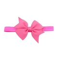 Hot pink grosgrain ribbon bow headband for baby girls with high elastic soft band - Bright Rose
