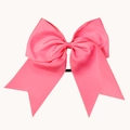 Bright pink grosgrain ribbon hair bow with swallowtail streamers and black elastic tie - Deep Pink