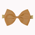 Tan grosgrain ribbon hair band with square bow and elastic headband for girls - Khaki
