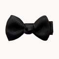 Classic black grosgrain ribbon hair bow clip for girls with ribbed fabric texture - Black