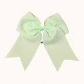 Solid mint green ribbed ribbon bow hair tie with long swallowtail streamers for girls - Light Green