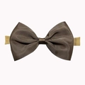 Dark brown grosgrain bow baby headband with high-elastic nude nylon band - Dark Brown