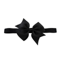 Classic black grosgrain ribbon bow hairband with high elastic strap for girls - Black