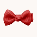 Classic bright red grosgrain ribbon bow hair clip with textured fabric for girls - Red