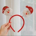 Serre-tête de Noël mignon avec deux pères Noël en peluche sur ressorts métalliques - Serre-Tête Père Noël à Ressort (#31)
