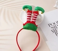 Serre-tête elfe de Noël mignon avec rayures rouges et cloches pour fêtes de festival - Serre-Tête Jambes de Lutin Inversées (#40)