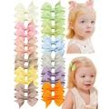 Set of 12 colorful grosgrain ribbon bow hair clips for baby girls in pastel shades - Multicolor Candy Set (Style 2)