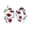 White ribbed ribbon hair clip with American football print and silver sequin detail - White Football Style
