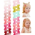 Set of 22 colorful grosgrain ribbon bow hair clips for girls in various candy colors - Multicolor