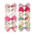 12-piece colorful girls' grosgrain ribbon hair bows set with unicorn and mermaid prints - Flamingo Rainbow Series (款式二)