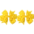 Pair of yellow grosgrain ribbon hair clips with white polka dots and swallowtail bows - Yellow(1)