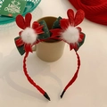 Serre-tête de Noël avec bois de cerf pailletés, nœud vert et pompons blancs doux - Serre-Tête Bois de Renne à Paillettes Rouges (#48)