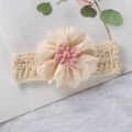 Bandeau bébé en dentelle élégante avec grande fleur crème et texture très douce - Style 1