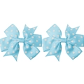 Pair of light blue polka dot grosgrain ribbon hair clips with swallowtail ends - Light Blue (3)