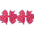 Pair of rose red polka dot ribbon hair clips with hexagonal knots and scalloped edges - Rose Red (5)
