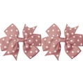 Pair of pink polka dot ribbon hair bows with white spots for girls, handmade hair accessories - Pink (6)