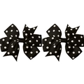 Pair of handmade black grosgrain hair bows with white polka dots and fishtail design - Black(7)