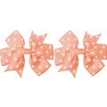 Pair of coral pink polka dot ribbon hair clips with hexagonal knots and swallowtail ends - Orange Pink (8)