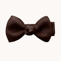 Pince à cheveux nœud en ruban gros-grain marron foncé avec texture côtelée - Marron