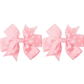 Pair of pink polka dot grosgrain ribbon bow hair clips with white dots for girls - Light Pink (9)