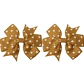 Deep ginger yellow polka dot ribbon hair clips with ribbed texture in a pair - Ginger Yellow (10)