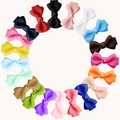 Lot de dix-sept nœuds à cheveux en ruban gros-grain coloré pour filles en couleurs unies - Multicolore