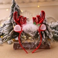 Serre-tête bois de renne rouge festif avec fausse fourrure blanche et houx - Serre-Tête Bois de Renne et Oreilles Rouge (#35)