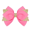Nœud pour cheveux en ruban gros-grain rose avec paillettes dorées pour filles - Vieux Rose (Paillettes Dorées/#6)