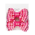 Sparkly hot pink bow hair clips with rhinestones for girls, handmade ribbon hair accessories - Rose Red
