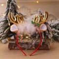 Serre-tête de Noël festif avec bois de renne dorés et détails en fausse fourrure blanche - Serre-Tête Bois de Renne Métallique Doré (#36)