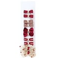 Set of 10 handmade fabric bow hair clips in red and cream on white display card - Style 1 / 10 Pieces Pack