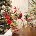 Lot de trois serre-têtes de Noël renne avec paillettes et cloches tenus à la main - Ensemble Serre-Tête Bois de Renne à Paillettes et Grelots (#38)