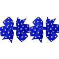 Pair of royal blue polka dot grosgrain ribbon bow hair clips for girls - Royal Blue (16)