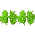 Grass green polka dot grosgrain ribbon bow hair clips set for young girls - Grass Green (17)