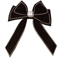 Fermaglio per capelli a fiocco in velluto nero con perla e strass su sfondo bianco - Nero