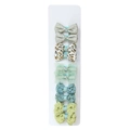 Set of 10 handmade fabric bow hair clips in floral and pastel tones on display card - Style 7 / 10 Pieces Pack