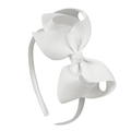 Detail of white grosgrain ribbon texture on an elegant handmade bow headband - White