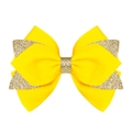 Barrette à cheveux fait main avec grand nœud jaune vif et centre doré pailleté - Jaune (Paillettes Dorées/#7)