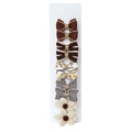 Set of 10 handmade fabric bow hair clips in vintage brown, beige and floral patterns - Style 10 / 10 Pieces Pack