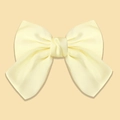 Elegante fermaglio per capelli con grande fiocco in raso giallo crema e seta - Bianco