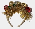 Serre-tête de Noël avec guirlandes dorées et boules brillantes pour décoration de fête - Serre-Tête à Guirlande Dorée et Décor de Boules (#52)