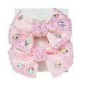 Set di fiocchi per capelli rosa con paillettes a stella e strass colorati su cartoncino - Rosa