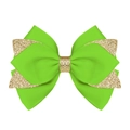 Barrette nœud papillon double couche vert fluo avec paillettes dorées brillantes - Vert Néon (Paillettes Dorées/#11)