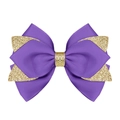 Pince à cheveux nœud violet foncé élégante avec des accents pailletés dorés brillants - Violet (Paillettes Dorées/#12)