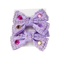Paire de nœuds à cheveux violets avec strass brillants pour filles sur carte blanche - Violet